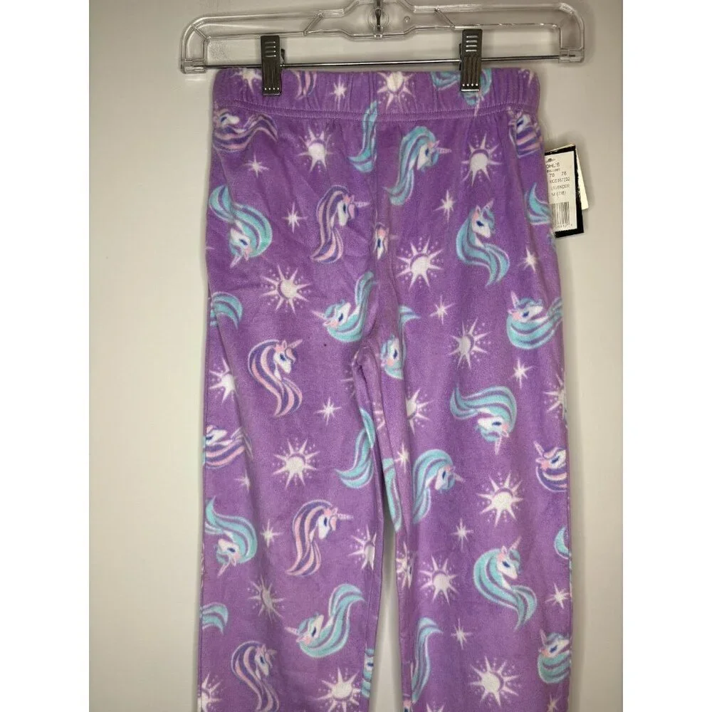 CUDDL DUDS NEW Girls M (7/8) Sleepwear Pants Purple Unicorn Fleece Fuzzy Comfy